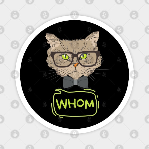 Who Whom Grammar Cat Magnet by The WYLD Tribe